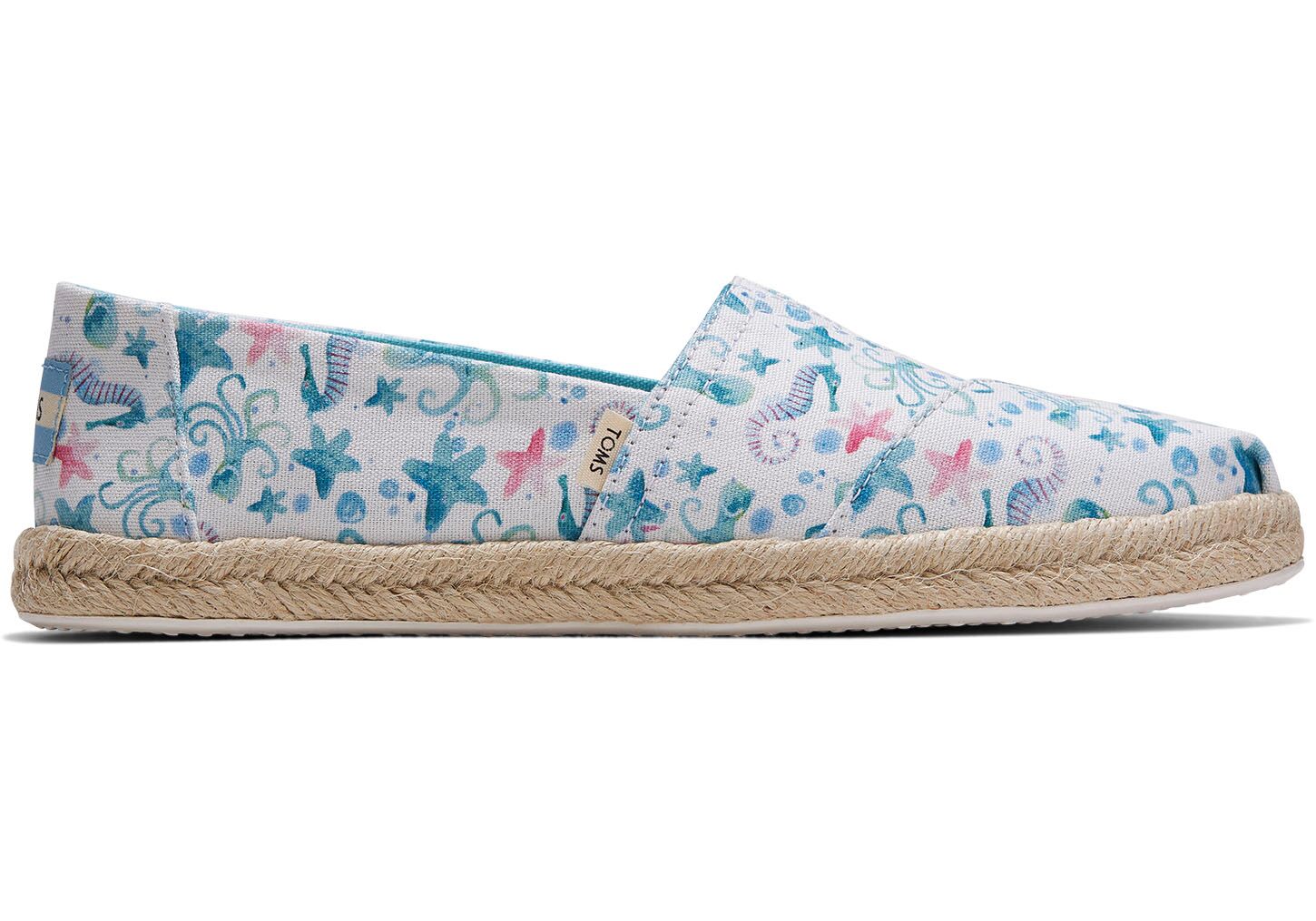 Toms Classics Seahorsing Around Print - Womens Alpargata Espadrilles - White/blue - NZ - 982561LKH